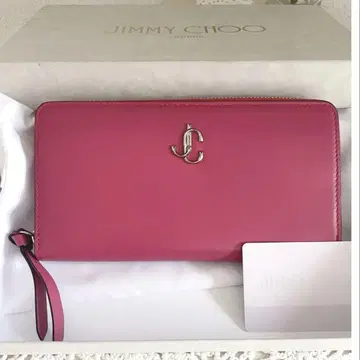 컨디션 최상 JIMMY CHOO 피파 라운드 지퍼 지갑 핑크