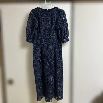 niana 자수 레이스 백 리본 타이트 드레스