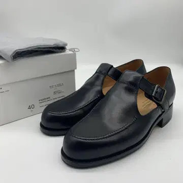 미사용급 프라텔리 자코메티 FG229 가죽 신발 블랙 40