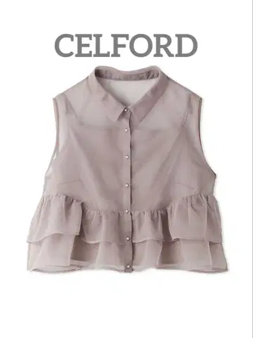 새상품 CELFORD 시어 페플럼 블라우스 오간자 튤 셔츠