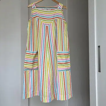 70s krist gudnason 레인보우 시어서커 원피스