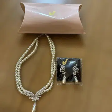WATABE WEDDING 목걸이와 귀찌 세트
