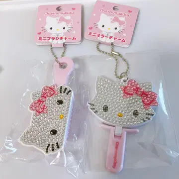산리오 참키티 미니 거울 미니 브러쉬 참 키라데코 미니어처