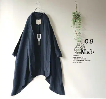 새상품 할인 08Mab 네이비 비대칭 린넨 가운 토퍼 코트 린넨 803