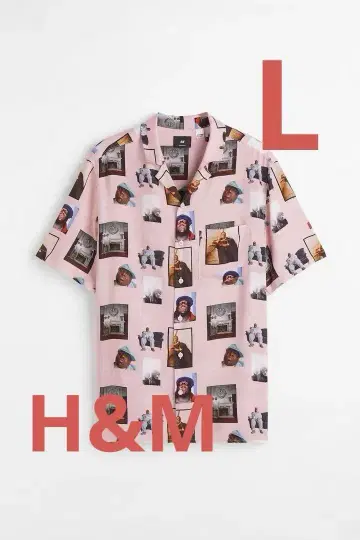 H&M 에이치앤엠 BIGGIE 비기 올 패턴 레이온 오픈 카라 셔츠