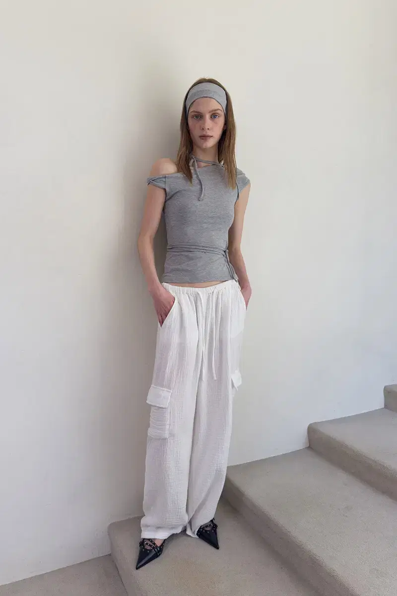 Diagonal String Off-Shoulder Top