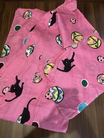 유카타 고양이 고양이 고양이 테마리 검은 고양이 테마리 귀여운 핑크