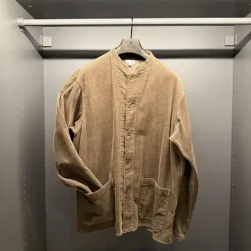 브라운 코듀로이 노카라 자켓과 팬츠 세트