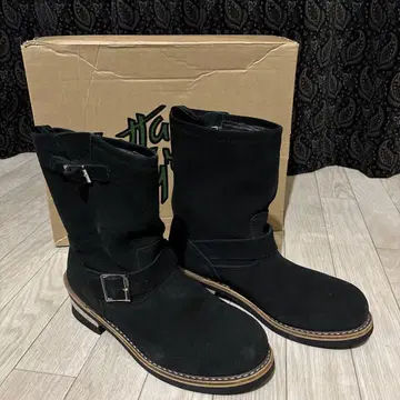 게타 그립 블랙 스웨이드 숏 엔지니어 부츠 U K7