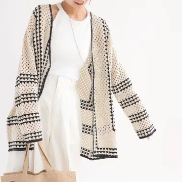 JOURNAL STANDARD relume 크로셰 라인 V넥 가디건