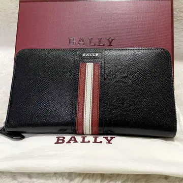 박스 포함 BALLY 발리 스트라이프 그레인 가죽 지퍼 지갑