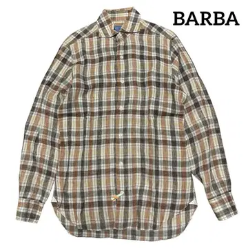 BARBA DANDY LIFE 린넨 체크 셔츠 39 15 1/2