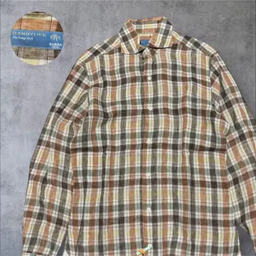 BARBA DANDY LIFE 린넨 체크 셔츠 39 15 1/2