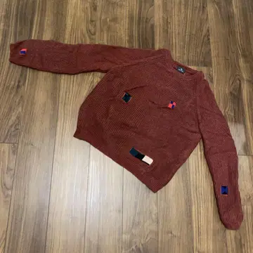 폴스미스 Paul Smith 빨간색 패치워크 니트 스웨터 L 사이즈