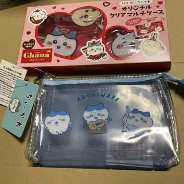치이카와 하치와레 3포켓 파우치 미니 롯데 오리지널 클리어 멀티 케이스