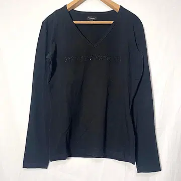 엠포리오 아르마니 남성용 L 긴팔 티셔츠 롱 T 블랙 큐빅