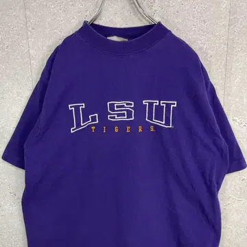 칼리지 팀 로고 자수 LSU 타이거즈 루이지애나 주립 대학 티셔츠 L