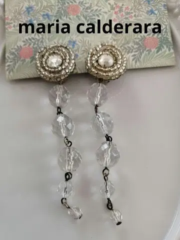 maria calderara 클리어 비즈 귀찌 스윙 롱