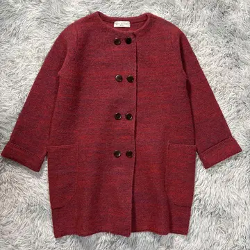 GIANNI LO GIUDICE 여성용 울 코트 S 노카라 빨간색