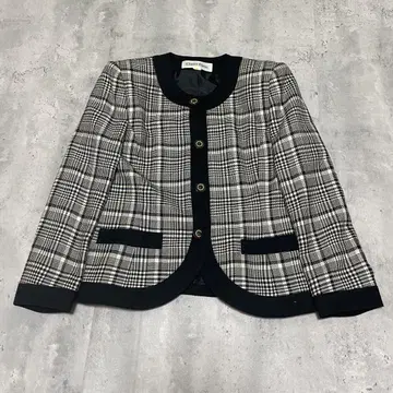 Chalet Blanc 노카라 자켓 체크 무늬 클래시컬 무난
