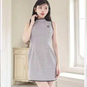 darich 허리 오픈 체크 미니 원피스 프리 사이즈