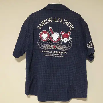 VANSON-LEATHERS 반팔 셔츠 네이비 계열 체크
