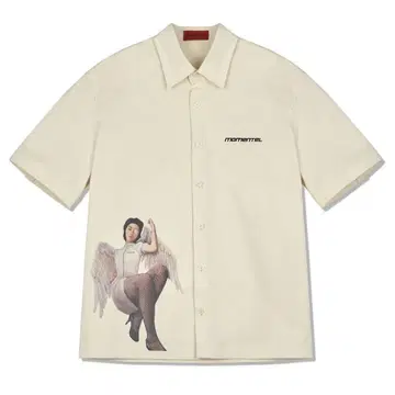 Momentel Angels 아이보리 셔츠 반팔 셔츠 상의