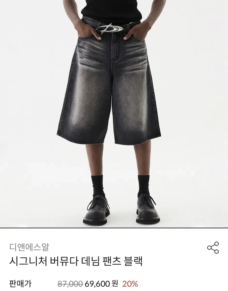 [S size] DNSR seasons greetings Bermuda Denim Pants Black