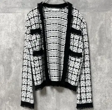ZARA 자라 트위드 자켓(M) 노카라 여성용 긴팔 체크