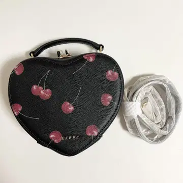 RANDA 란다 2WAY 체리 프린트 하트 미니 백 블랙