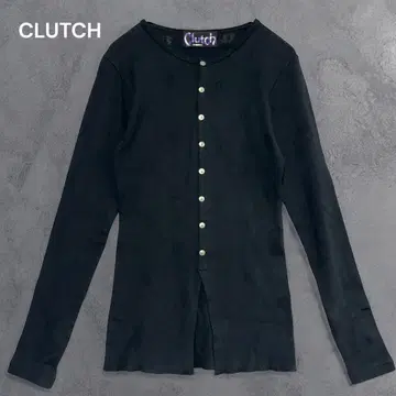 CLUTCH 클러치 티셔츠 90년대 Y2K 타이트 페이크 버튼 블랙