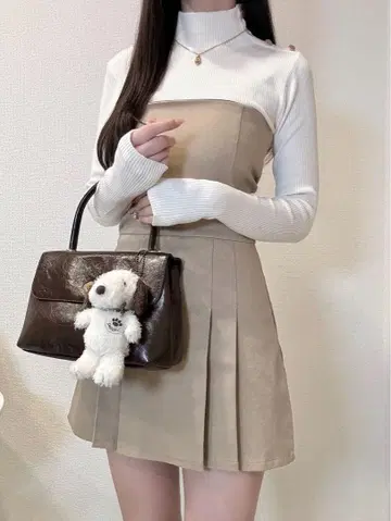 플리츠 미니 튜브탑 원피스 블랙