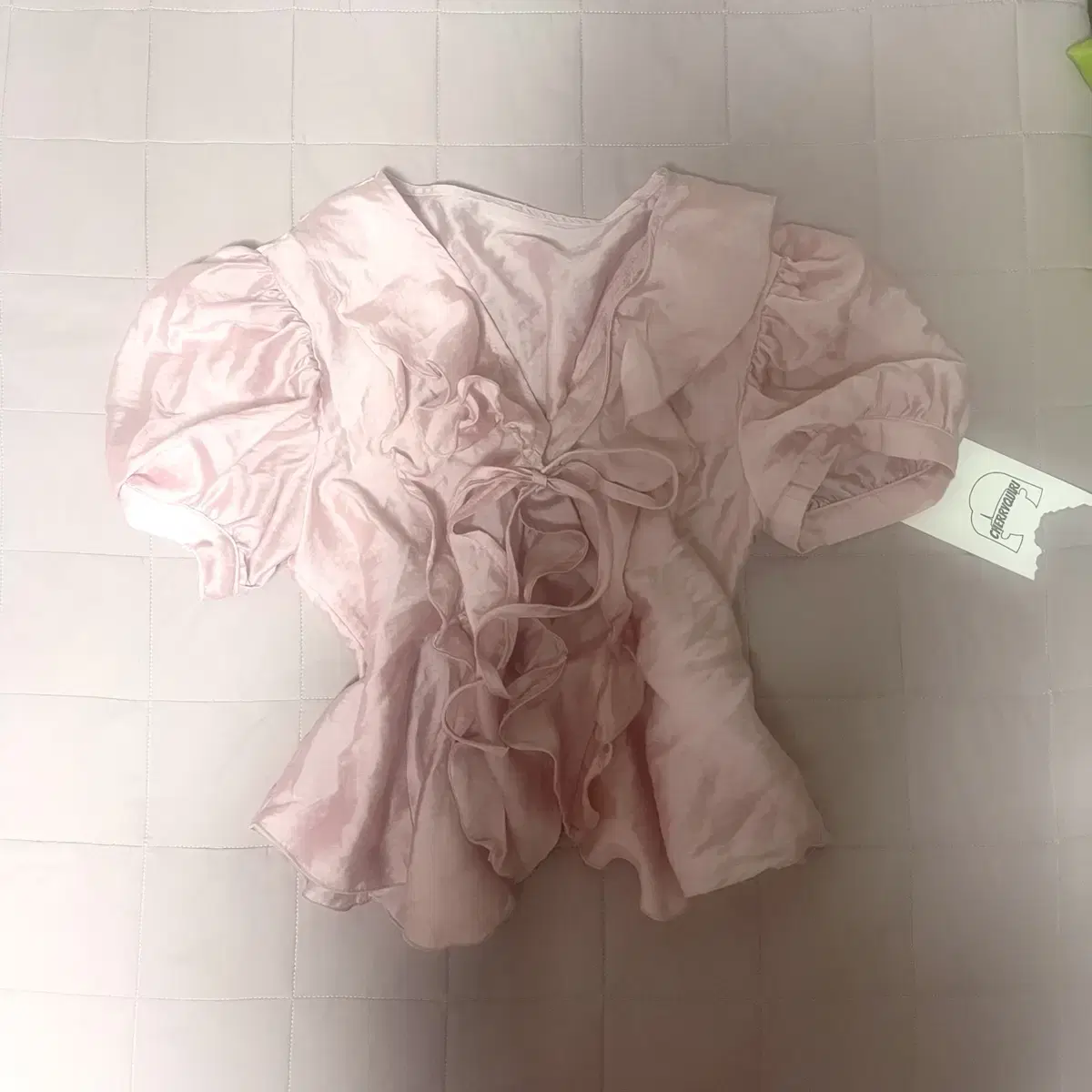 Baby Pink Japanese Vintage Shirring Open Frill Blouse Dalcheon Cherry Quiri Baby Metal Club