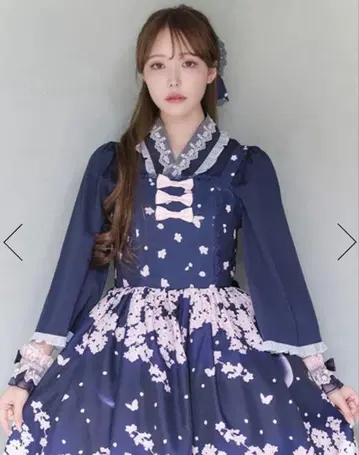 엑시즈팜 카와이 카라 레이스 일본풍 블라우스 (네이비)