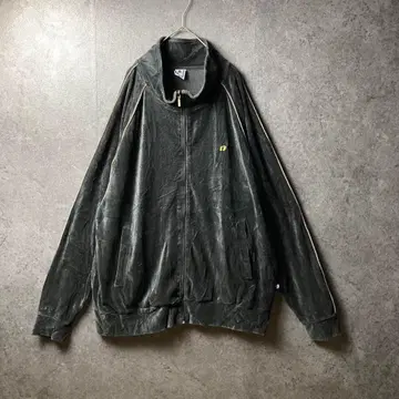 구제 의류 트랙 자켓 4L 블랙 벨로아 원단 암 라인 자수