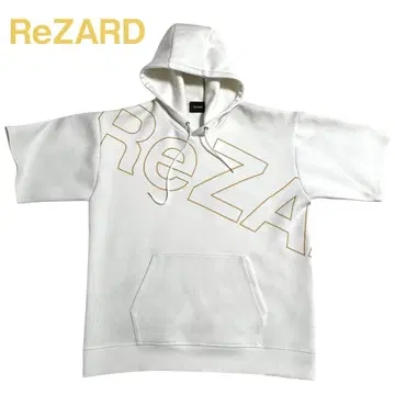 ReZARD 후디 금 로고 빅 사이즈 풀오버 후드티 화이트