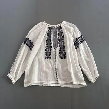 SLOBE IENA 자수 블라우스 에스닉 긴팔 화이트