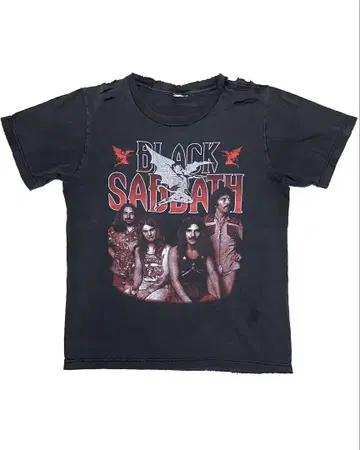 BLACK SABBATH 데미지 가공 보로 가공 티셔츠 폴로