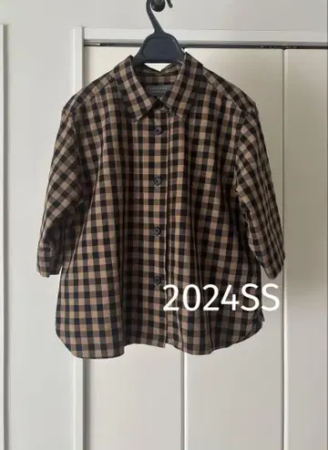 2024SS 마가렛 호웰 코튼 린넨 체크 셔츠 2