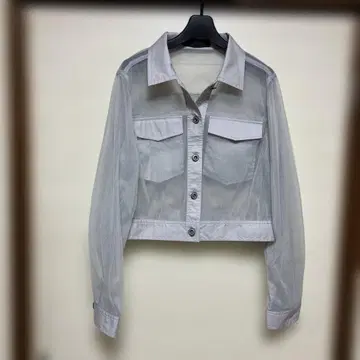 MICALLE MICALLE/그레이 메쉬 크롭 자켓