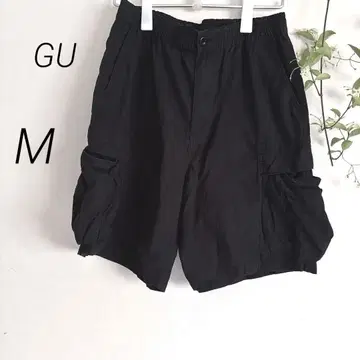 지유 카고 숏 팬츠 블랙 아웃도어 허리밴딩