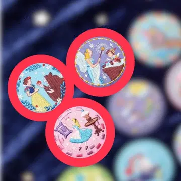 디즈니 프린세스 자수 캔뱃지 3개 세트