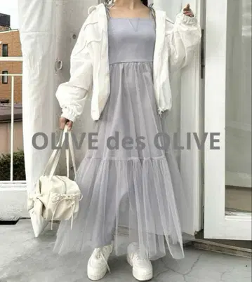 OLIVE des OLIVE 얇은 명주 그물 도킹 원피스