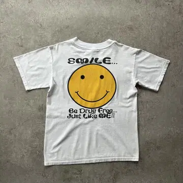 90s- Hanes 헤인즈 스마일 티셔츠 화이트 S 드래그