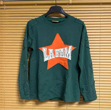 La Fam 프론트 스타 로고 자수 긴팔 티셔츠 티셔츠 롱T