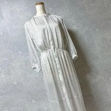 INDIVI 인디비 원피스 엄마 도트 쉬폰 롱 스커트
