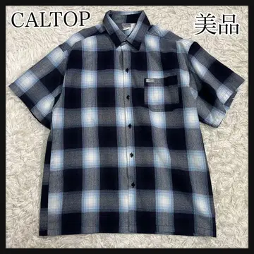 [컨디션 최상] CALTOP 옴브레 체크 무늬 반팔 셔츠