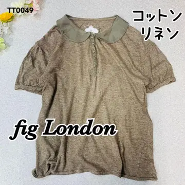 fig London 피그 런던 면 린넨 둥근 카라 반팔 폴로 셔츠 브라운