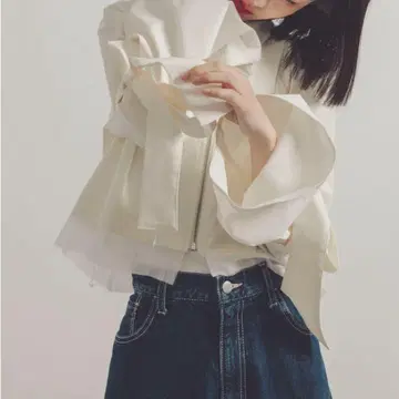 MYNE 마이네  SHORT ZIPPER SHIRT/WHITE