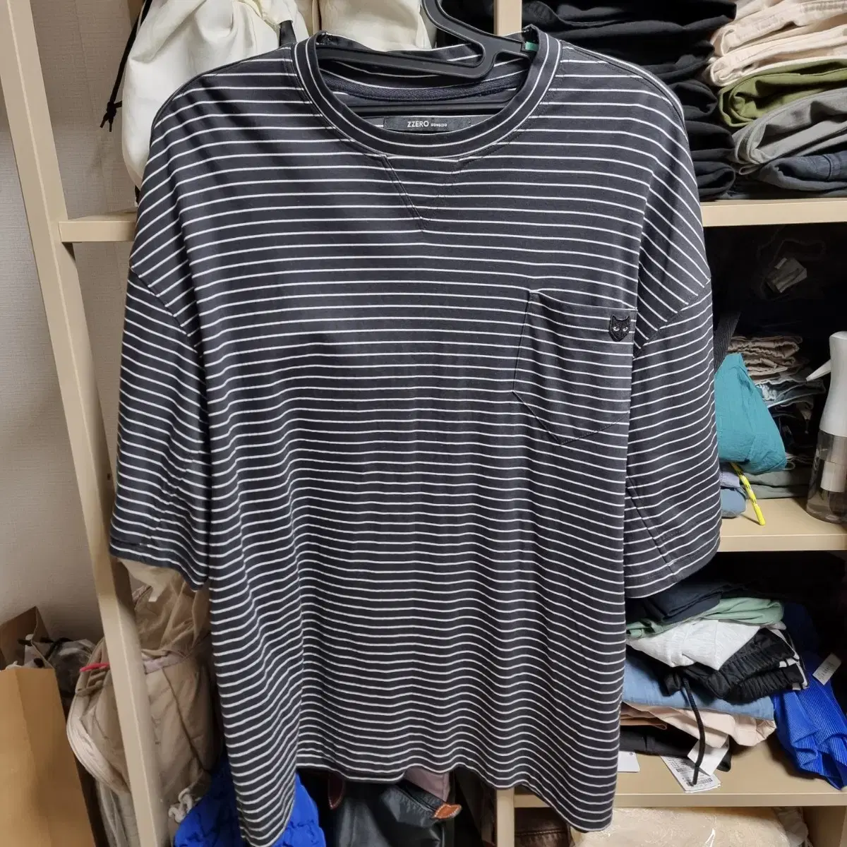 Songzio Xero Panther Double Lip Pocket Stripe T-shirt Gray M